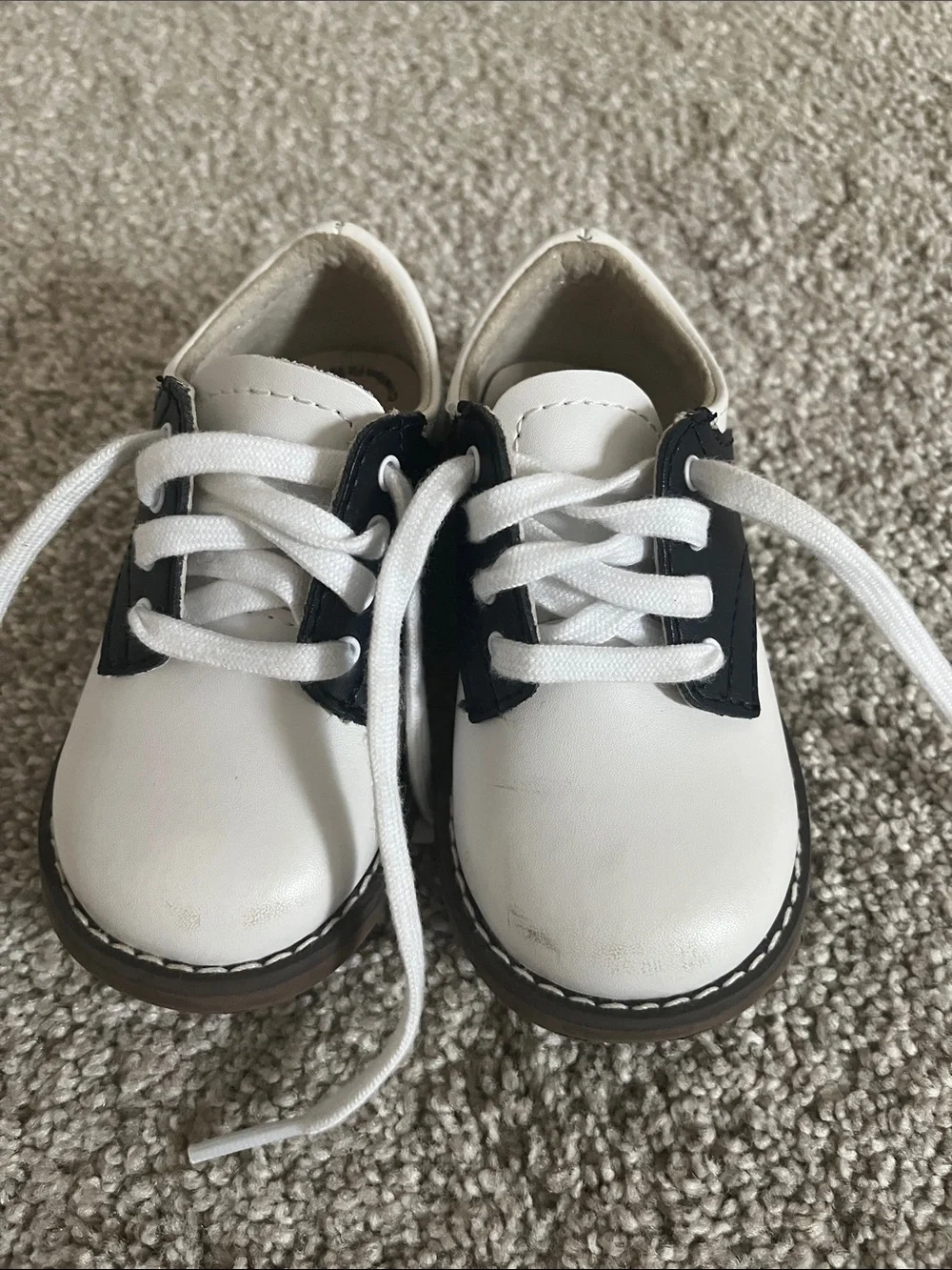 Children's White and Navy Oxford Dress Shoes